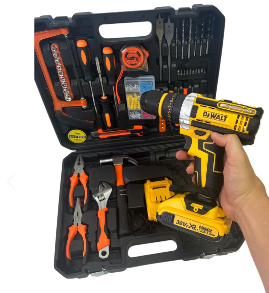 KIT DE HERRAMIENTAS + TALADRO DEWALT 36V – ¡POTENCIA PROFESIONAL!
